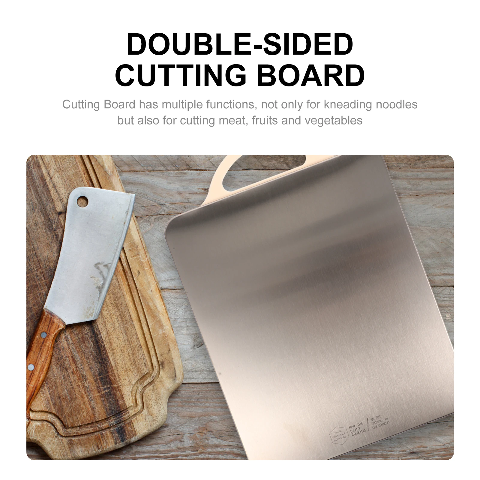 

Stainless Steel Cutting Board Double Sided Non-Slip Hanging Design Space Saving Multi-Purpose Kitchen Utensil For Fruit