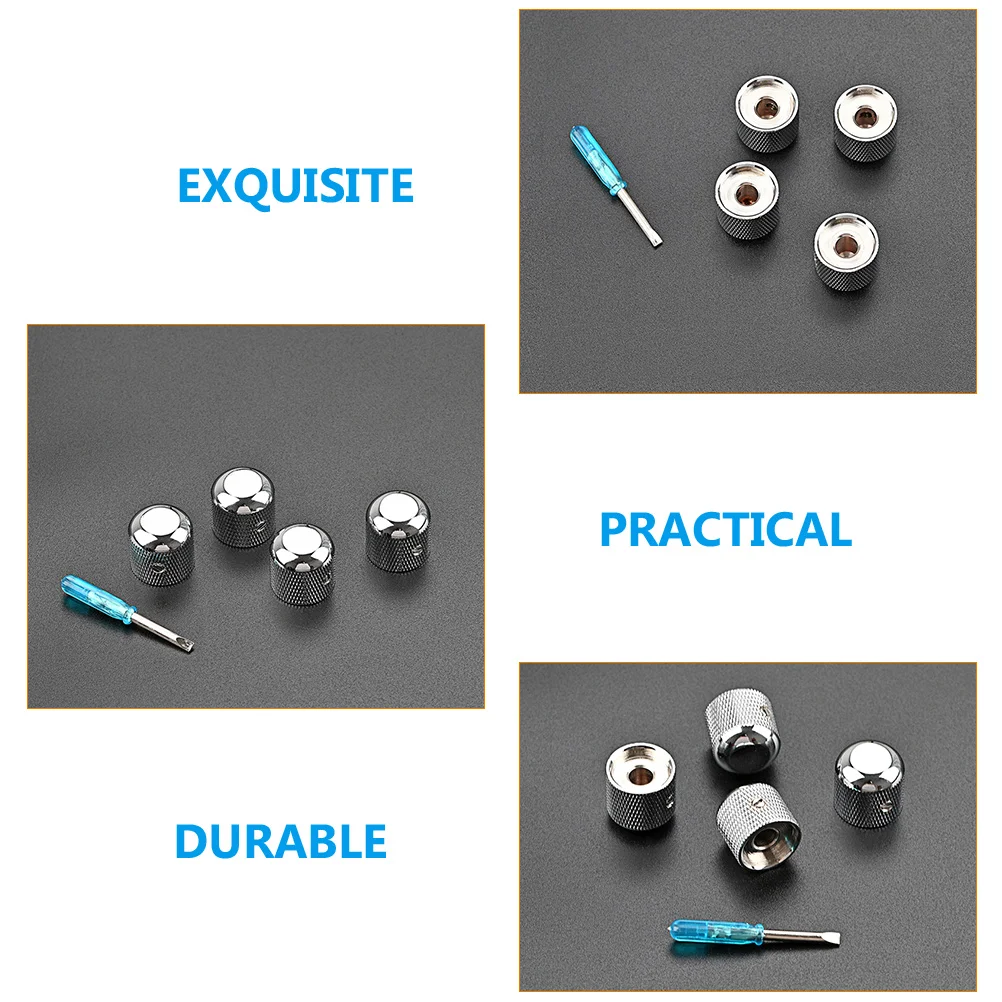

1 Set Metal Electric Knobs Bass Dome Audio Volume Control Replacement Durable Fade Resistant Easy Install Precision Scale Guitar