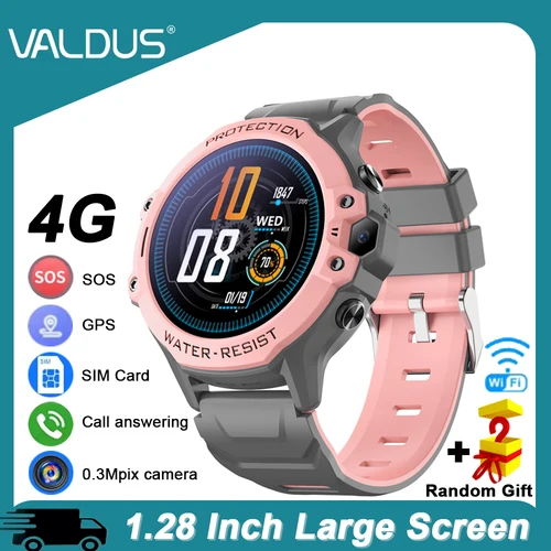 Imagen 1 del producto VALDUS 2025 nuevo VK55 4G reloj inteligente para niños SOS llamada de emergencia GPS valla electrónica 0,3 Mpix cámara tarjeta SIM reloj inteligente para niños