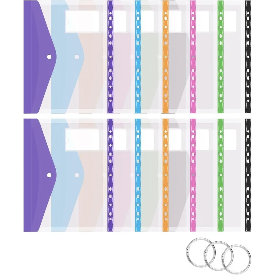 

Пластиковые конверты, карманы для переплета для 2, 3, 4 кольца, сумка для документов, органайзер с легкостью, прозрачный, 8,5 x 11, расширяемая упаковка из 12 шт.
