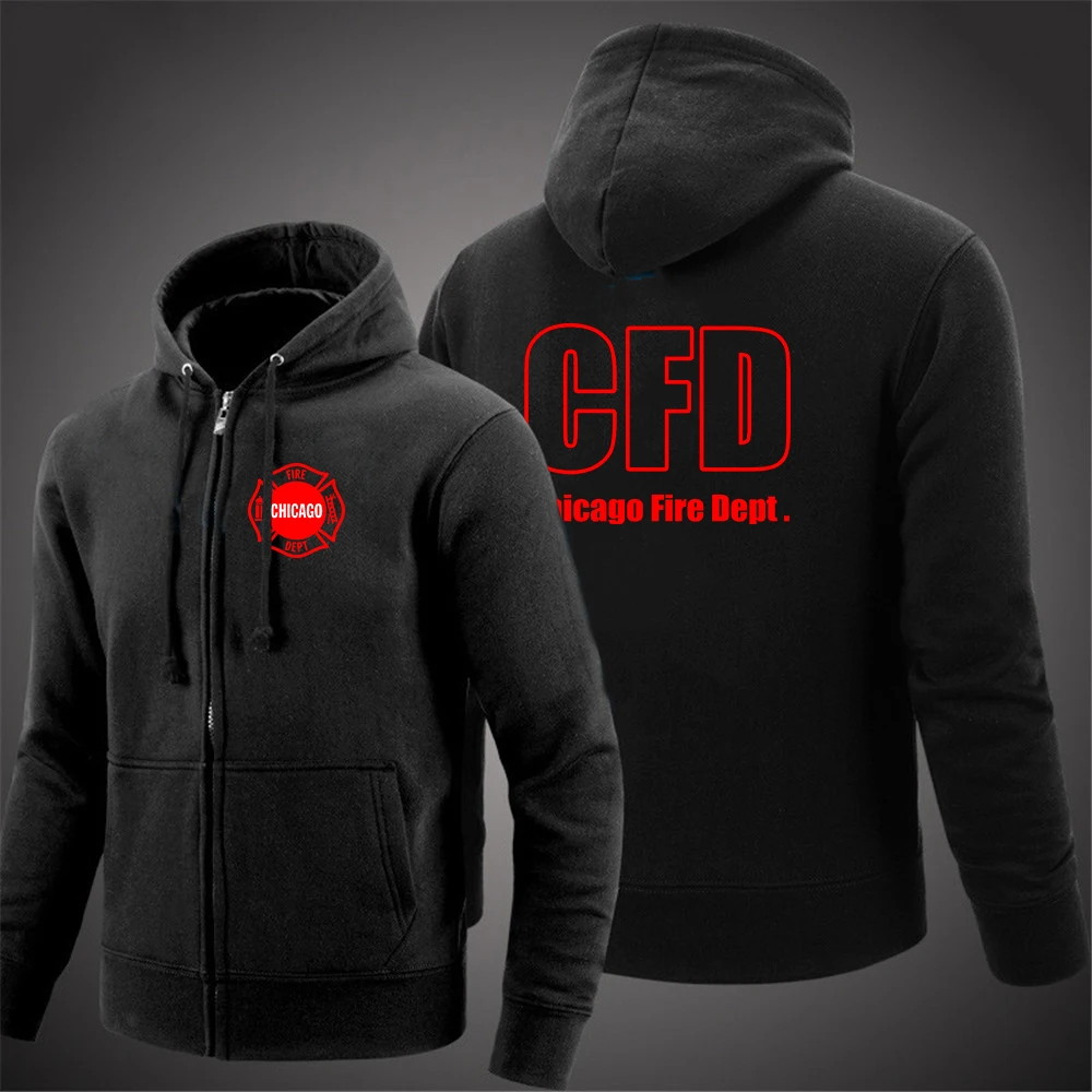 

New Chicago Fire Department Show Tv Show Duty Printing Fashion 2023 New Men's Spring Autumn Slim Fit Fleece Sweatshirts Coat