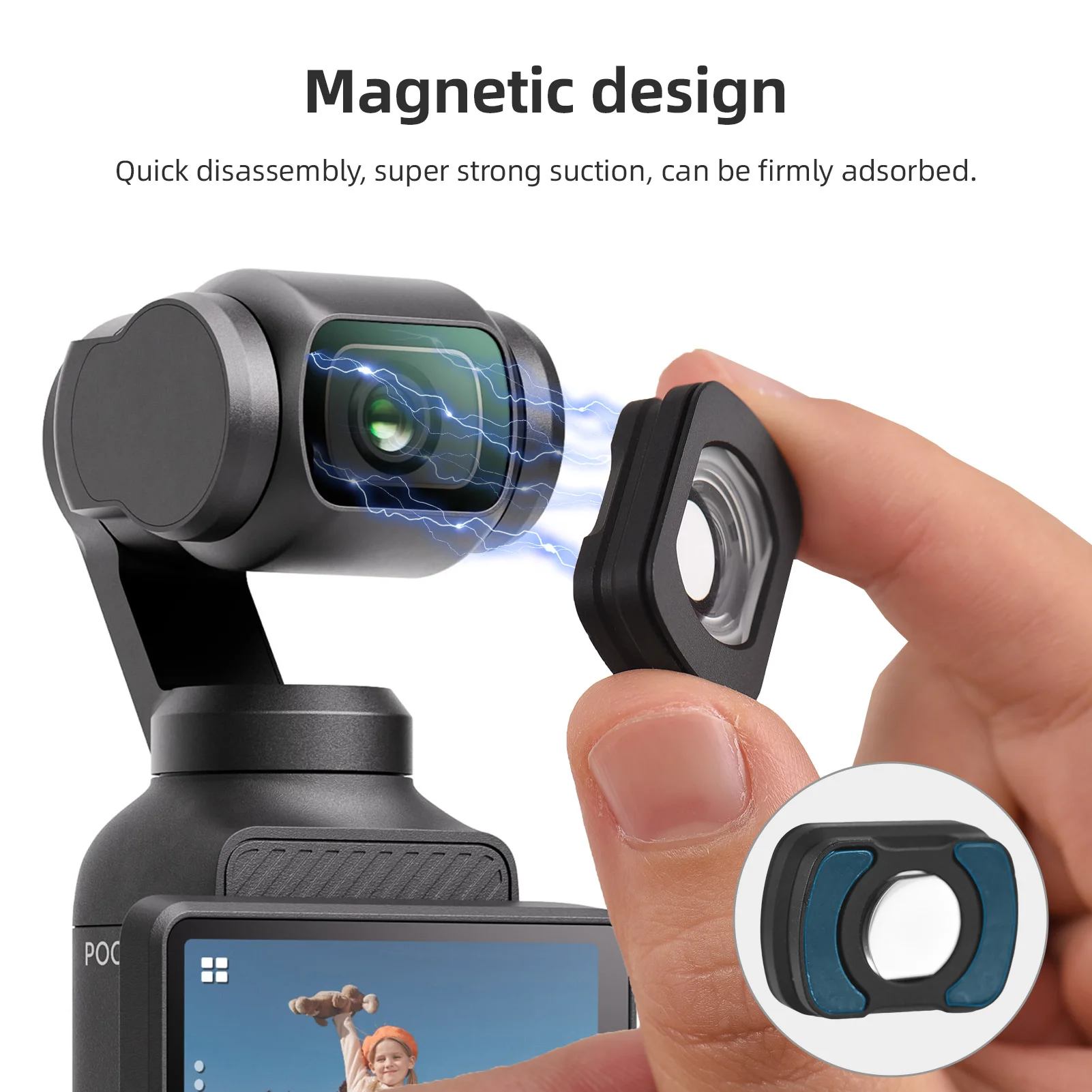 112 Wide Angle Lens 0.72X Magnification Magnetic Mounting Camera External Lens Replacement for DJI OSMO Pocket 3 Accessory