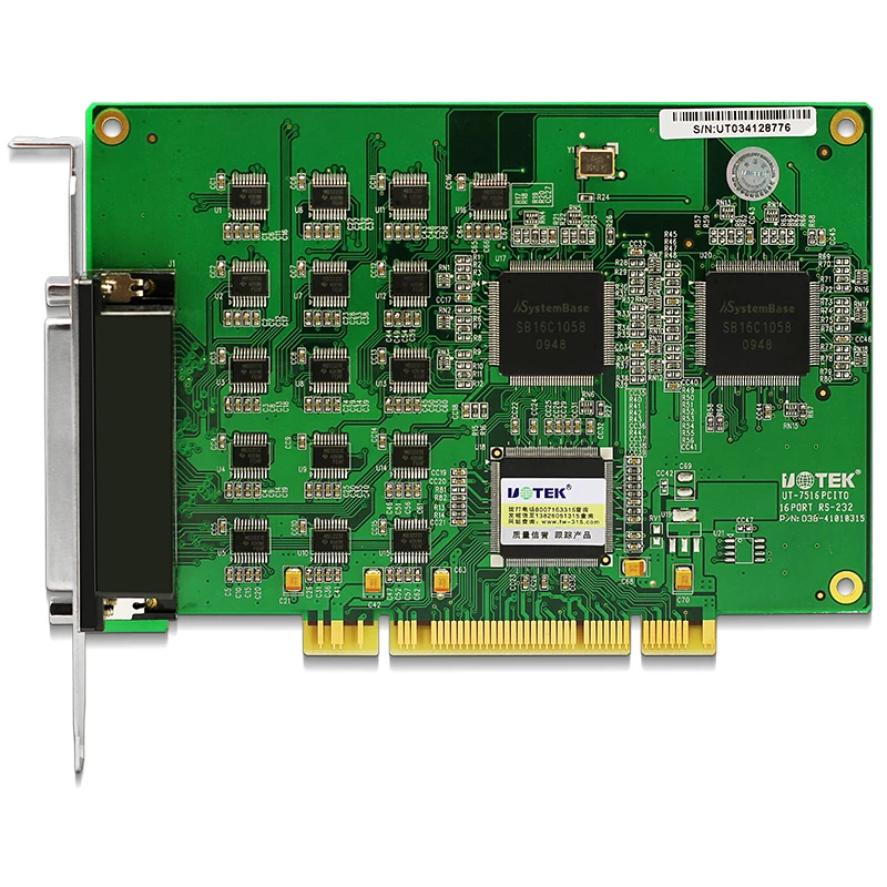 UOTEK Industrial Grade PCI to RS-232 Serial Card RS232 16 Ports High Speed Converter ESD Anti-lightning DB9 Connector UT-7516