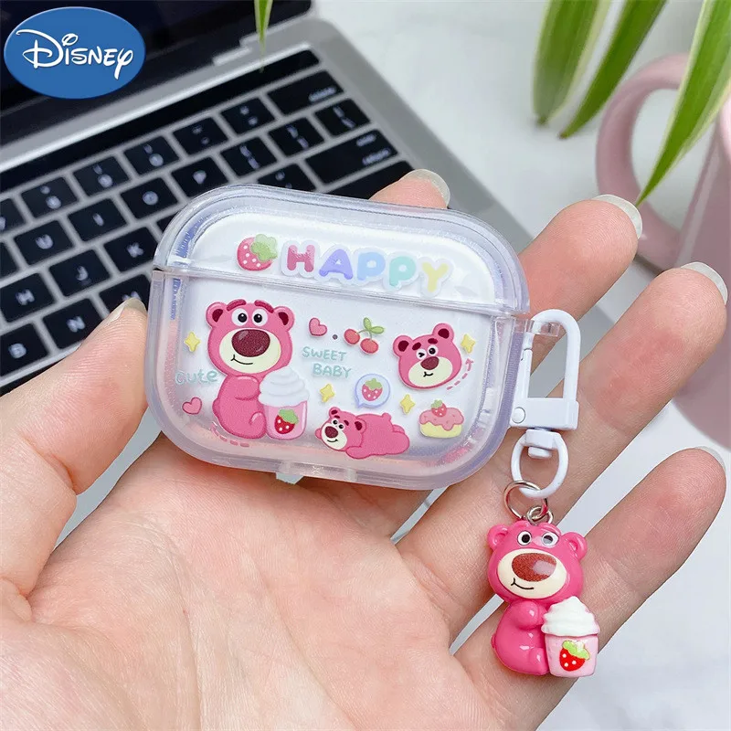 

Disney Strawberry Bear Lotso for Airpods 1 2 3rd Pro 2 Earphone Case Hearphone Accessories Airpods Protect Cover With KeyChaint