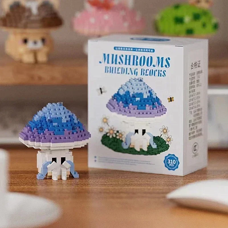 Mushroom Micro-particle Building Block Toy Cute Mushroom Assembly Model Children's Educational Boys Girls Christmas Toy