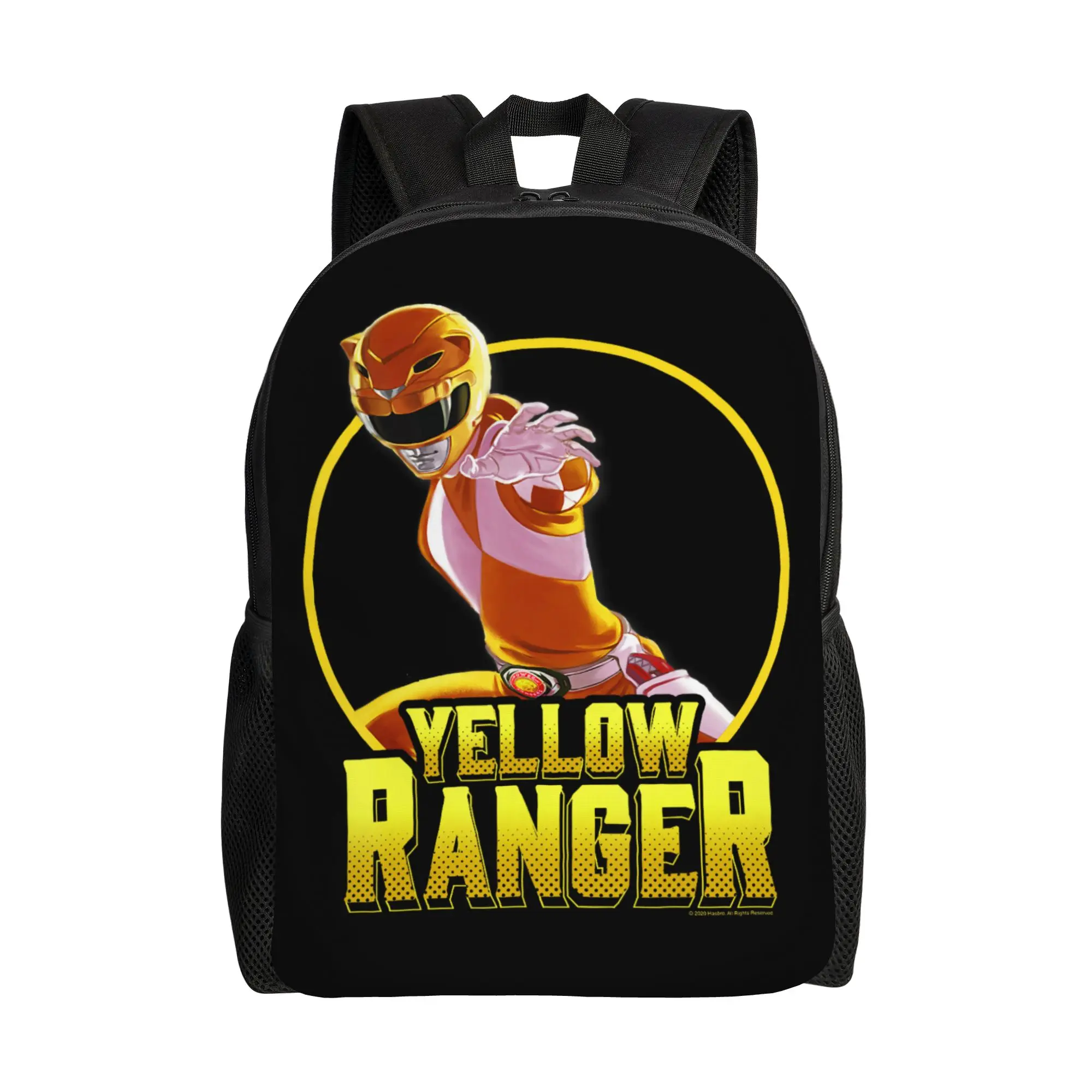 Mochilas Bandai Power Rangers Yellow Ranger Karate Action Circle Portrait Daypack mochila Mochila de viaje con cierre de cremallera