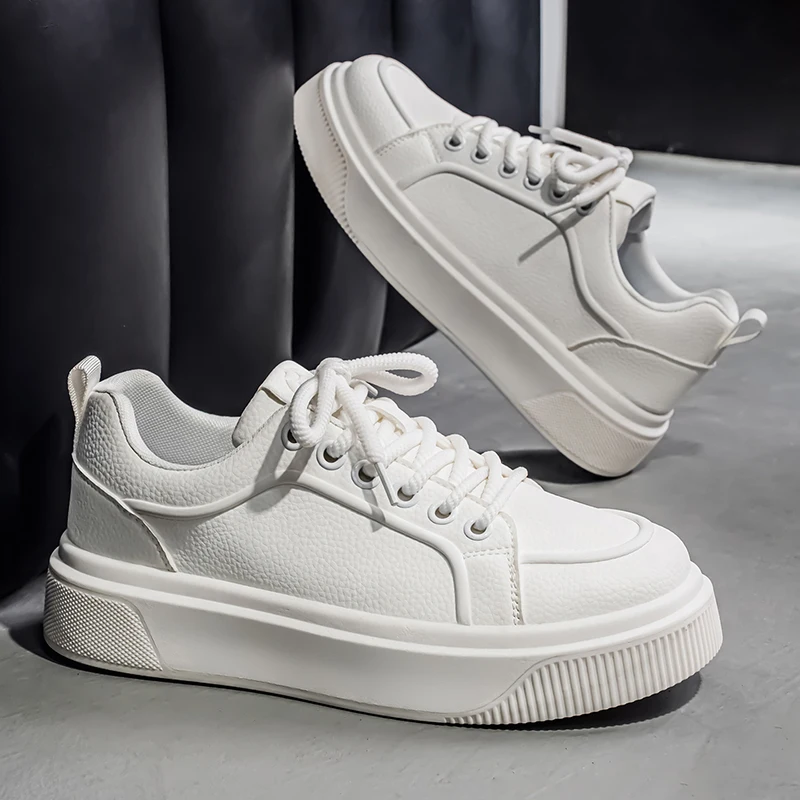 

Мужская повседневная обувь, удобные мужские кроссовки, обувь на плоской подошве, дизайнерская обувь для скейтборда, мужская уличная белая дышащая молодежная обувь из искусственной кожи
