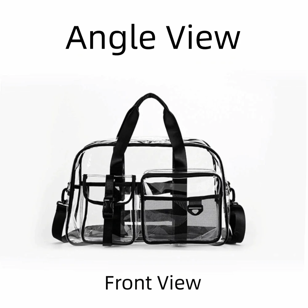 Casual Large Capacity PVC Waterproof Bag Clear PVC Handheld PVC Swimming Bag Zipper Transparent Travel Duffle Beach Use