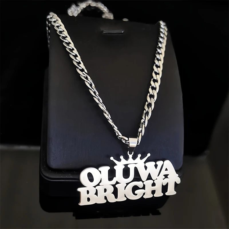 اسم مخصص قلادة قلادة الكوبية سلسلة الفولاذ المقاوم للصدأ الشرير الصخرة الهيب هوب نمط المختنق شخصية مخصصة صديقها هدية #5