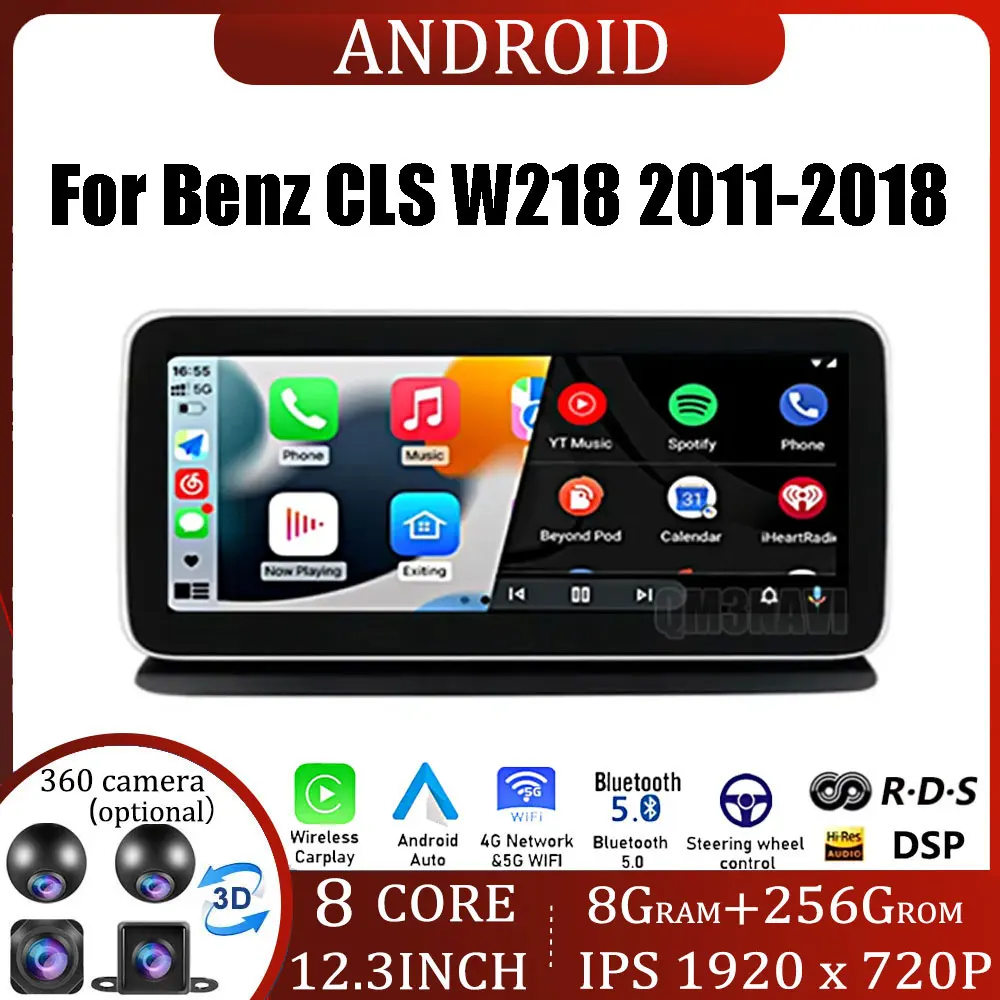 

12.3 Inch HD Touch Screen For Benz CLS W218 2011-2018 Android 14 Car Carplay Monitors Stereo Speacker Radio Multimedia Player