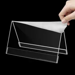 5Pcs Acrylic Clear Desktop Sign Labels Triangle Meeting Card Conference Sign V-Shaped Table Sign Display Card Name Tag Holder