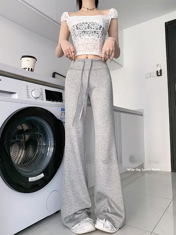 Pantaloni sportivi svasati American Lazy Sle Pantaloni da yoga a gamba larga da donna Pantaloni a vita alta Casual Loose Fit Poliestere traspirante