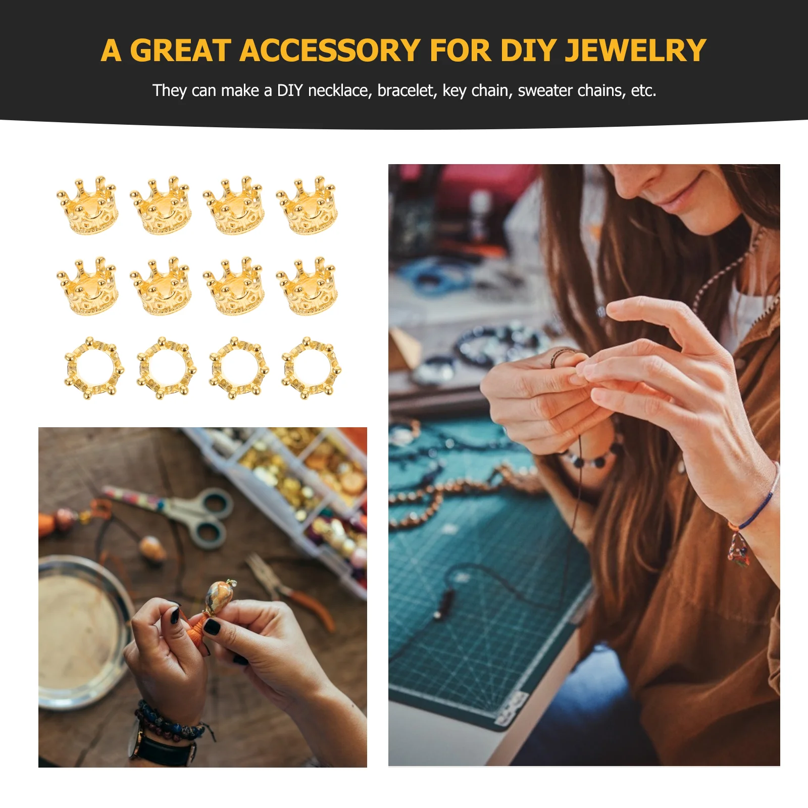 Colgante de joyería, accesorios DIY, adornos de pulsera de diamantes de imitación, suministros de aleación dorada para hombre