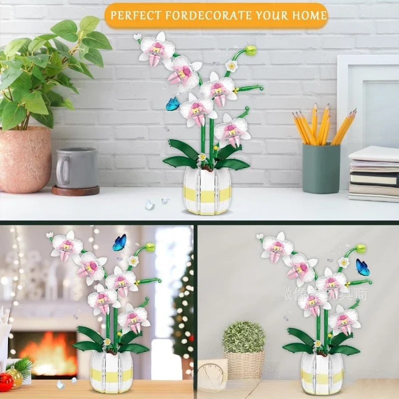 فالاينوبسيس بوعاء زهرة خالدة اللبنات مكتب سطح المكتب الديكور ألعاب تعليمية للأطفال البلاستيك أطقم منمذجة