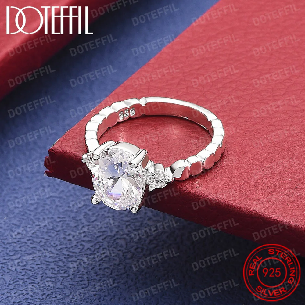 

Кольцо из стерлингового серебра 925 пробы с овальным кристаллом ААА для женщин, очаровательные ювелирные изделия для свадьбы и помолвки