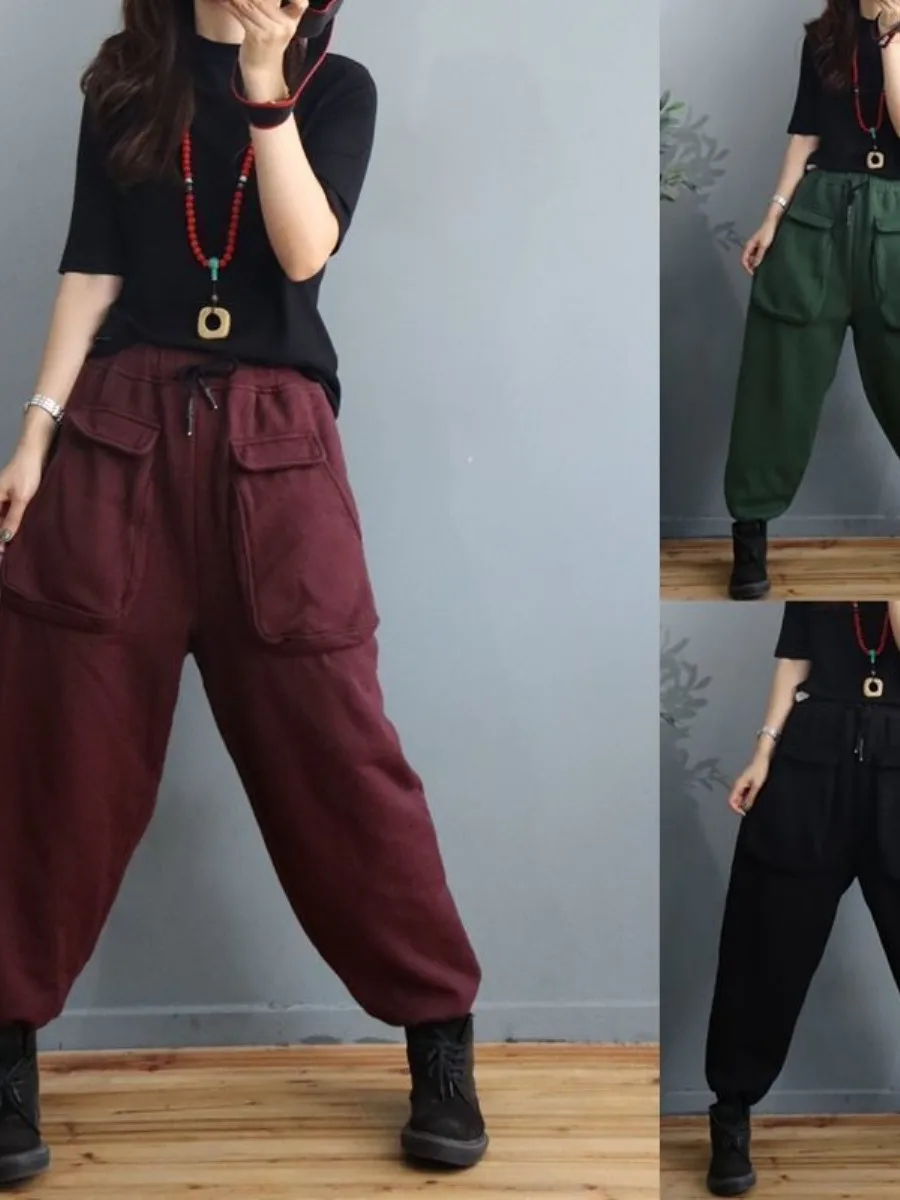 pantalones-deportivos-de-mujer-con-forro-polar-punos-elasticos-bolsillos-grandes-gruesos-y-holgados-conjunto-de-dos-pieza