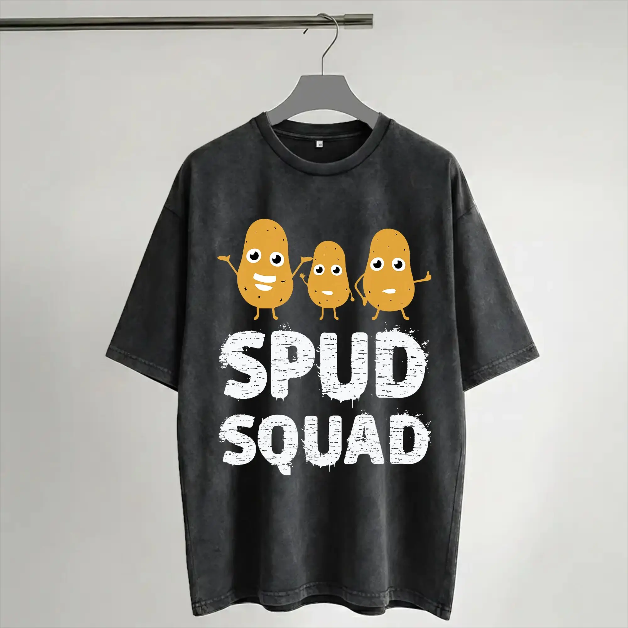 Spud Funny Food Vegetable Accessories Washed T Shirt for Men Women Streetwear Hip Hop T-Shirt Graphic Printed  Tee Shirt