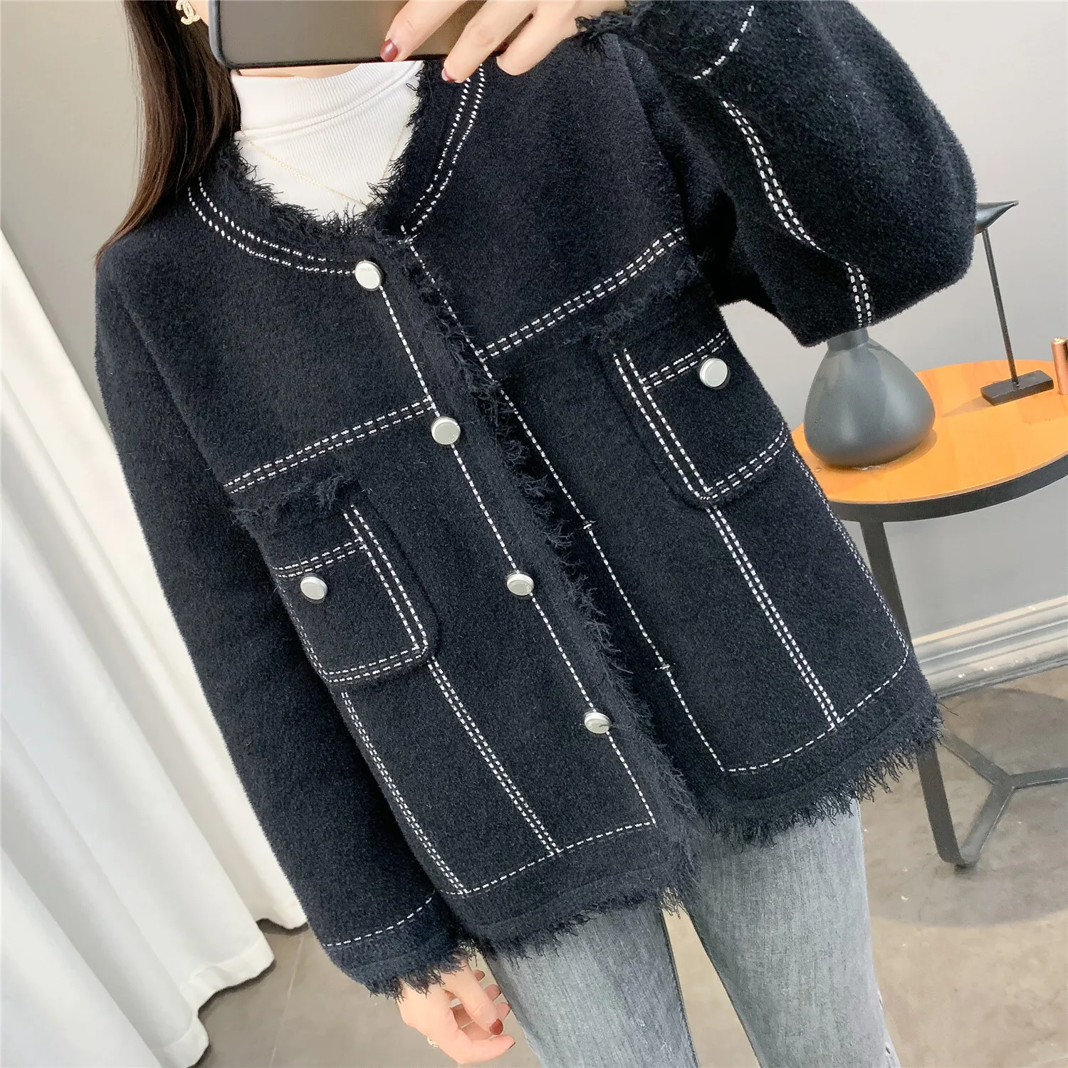 

Tassel Coat Women's New Autumn Winter Personalized Trend Fashionable Temperament Commuting Coat Women's Versatile Elegant Coat