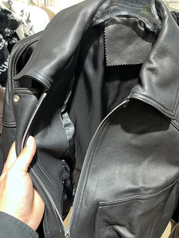 سترة نسائية غير رسمية على الموضة من جلد الغنم الطبيعي الحقيقي ملابس خروج نسائية سترة جلدية خارجية #6