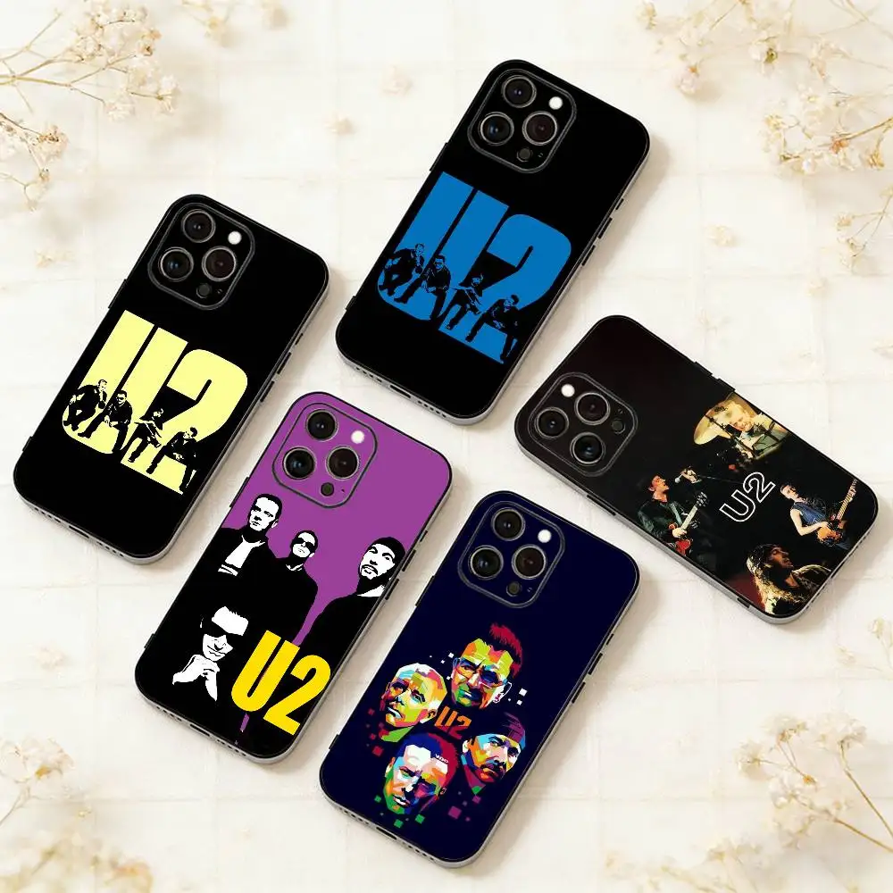 

Band U-U2 Phone Case For iPhone 17,16,15,14,13,12,11 Plus,Pro Max,XS,Soft Silicone Black Cover