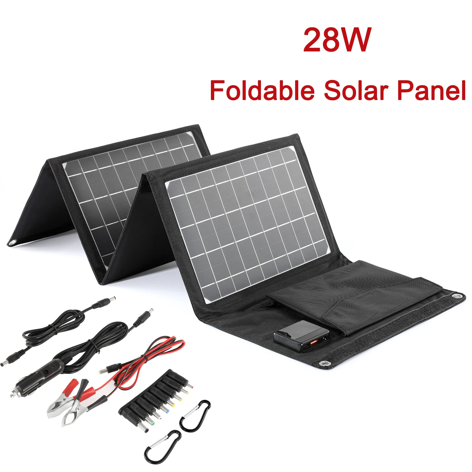 28W Foldable USB 18V Solar Panel Power Bank Portable Waterproof Solar Panel Charger Outdoor Mobile Phone For Camping Hiking