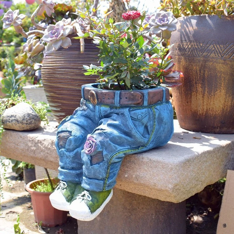 Garden Jeans Flower Pot Ornaments Creative Specialty Home Courtyard Outdoor Art Crafts