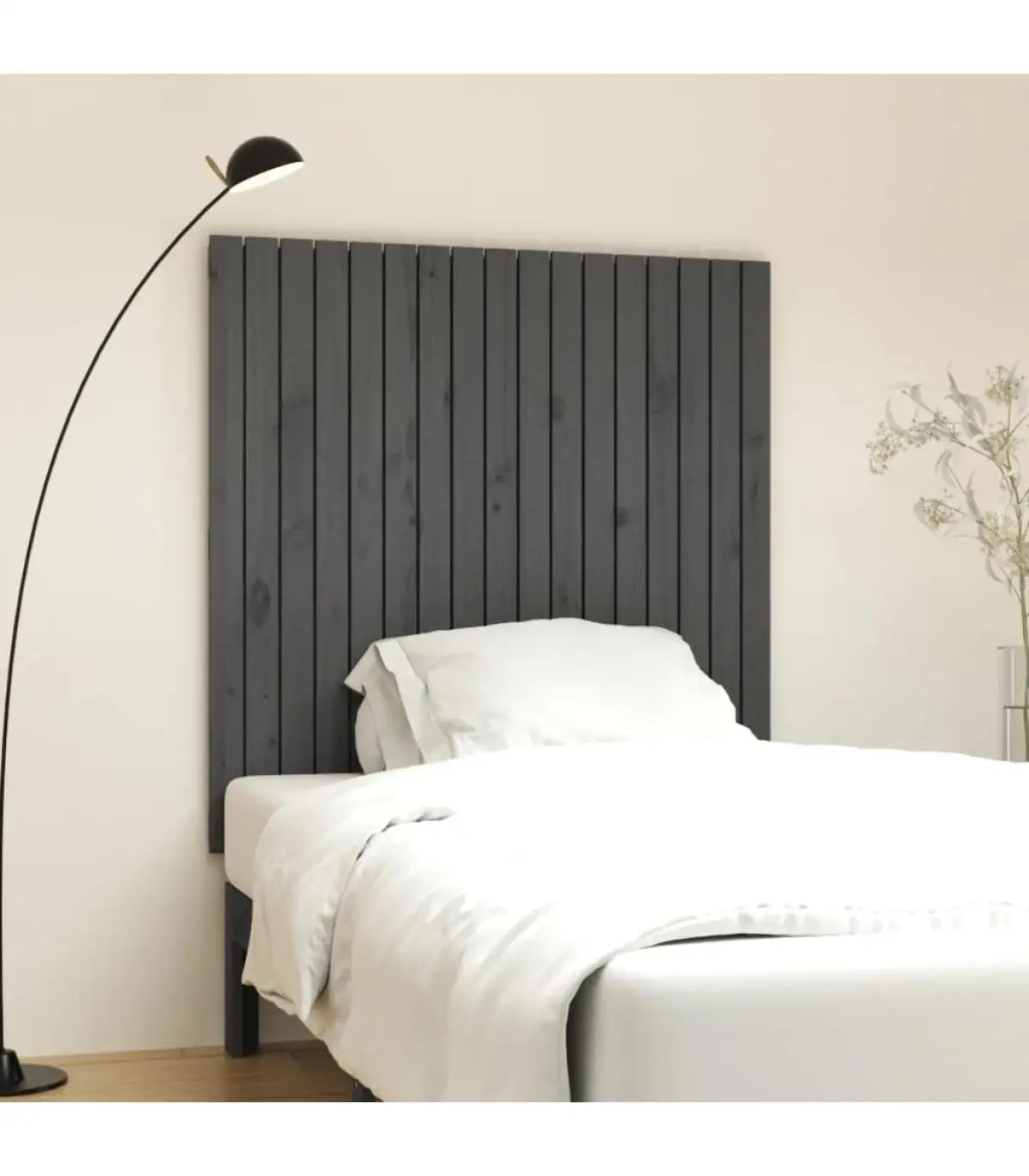 Headboards and Feet Bed Headboard Wall Solid Wood Pine Grey 108x3x110 cm