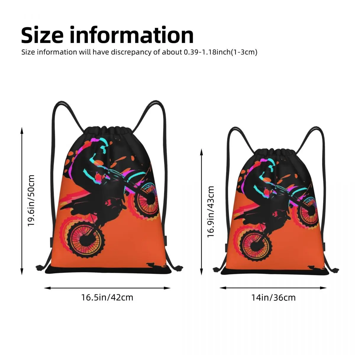 Motocross Rider Dirt Bike With Abstract Portable Drawstring Bags Backpack Storage Bags Outdoor Sports Traveling Gym Yoga