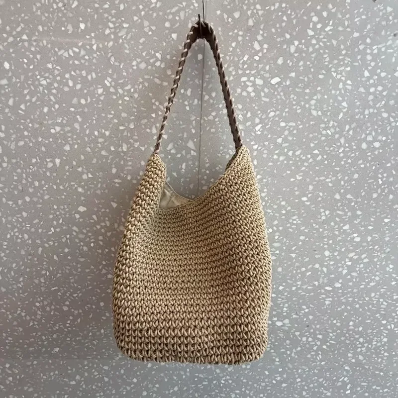 Korean cotton rope woven handbag daily leisure beach vacation women's handbag lightweight handwoven handbag messenger bag