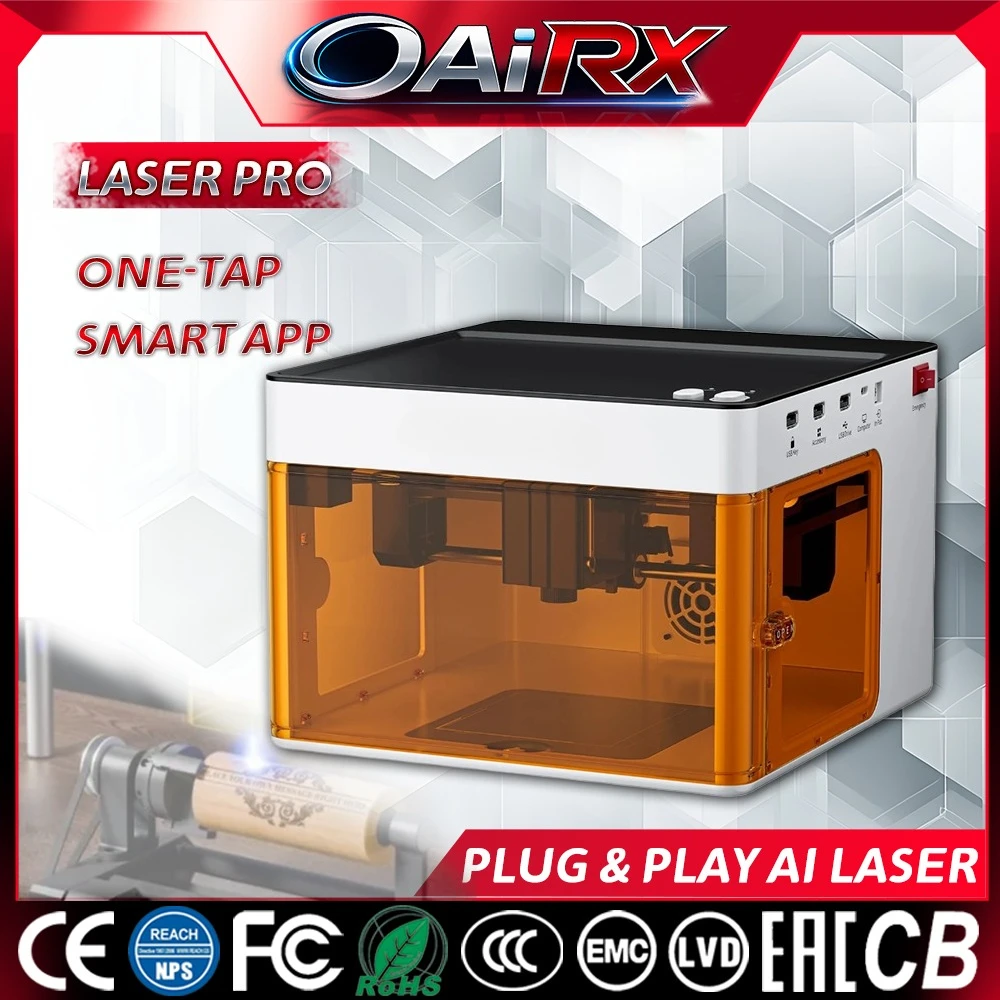 

Лазерный гравер P1 Mini с защитным стеклом, воздушным охлаждением, для акрила, камня, кожи, дерева, 5 Вт, диодный, высокоточный