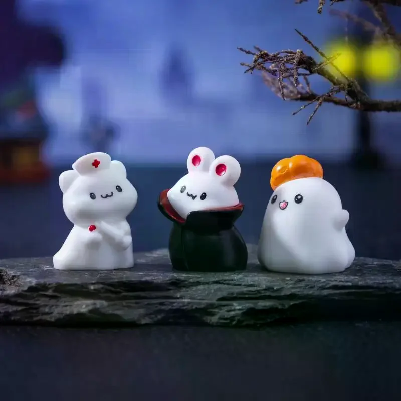 Figurines miniatures en forme de citrouille fantôme, 4/8 pièces, Micro paysage d'halloween, artisanat en résine, Mini ornements de jardin féerique