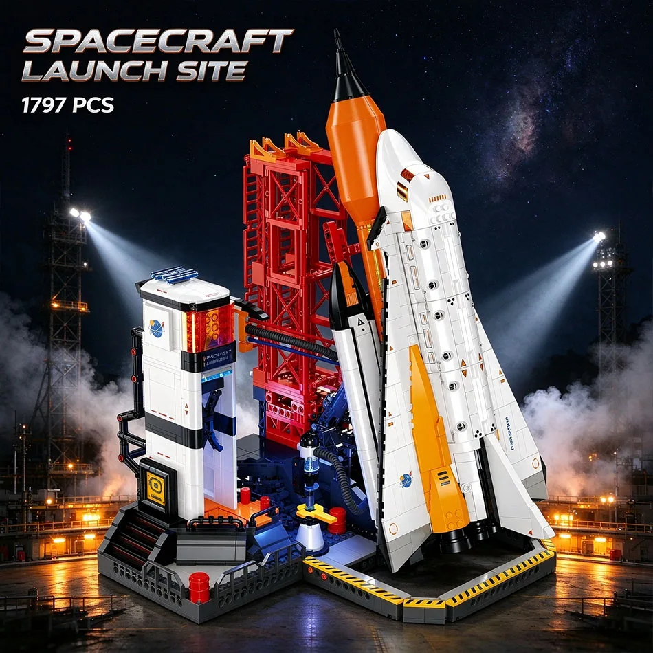 1797 PCS MOC Spaceport Heavy Rocket Launch Center Construction Space Shuttle Building Blocks Assembly Bricks Toys for Kids Gifts