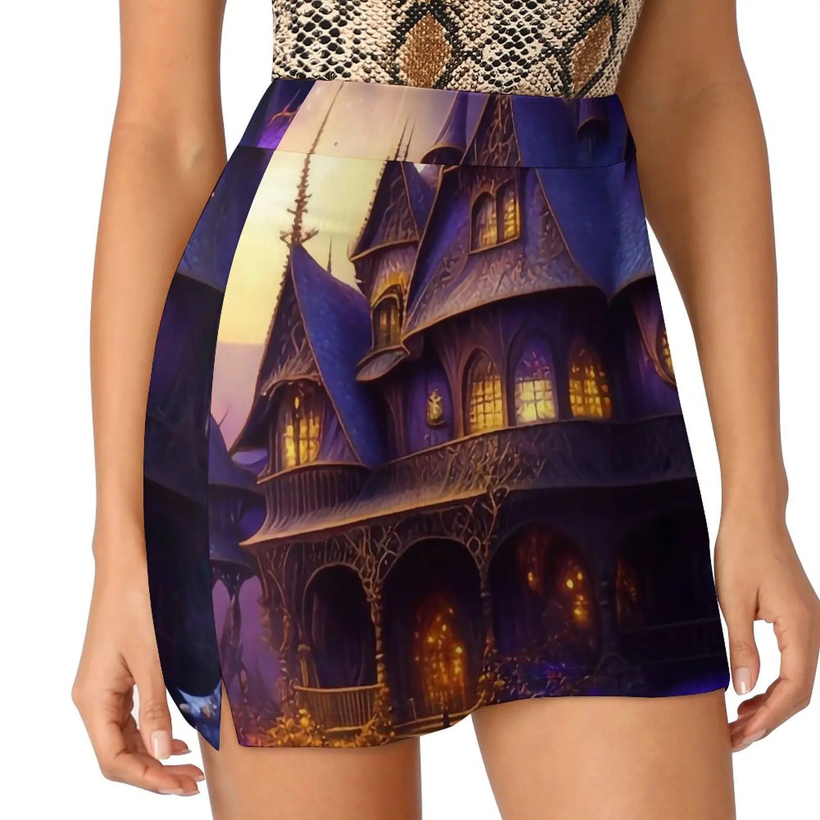 Haunted Mansion Skirt Vintage Print Aesthetic Casual Skirts Female Retro Mini Skirt Printed Skort Clothes Gift