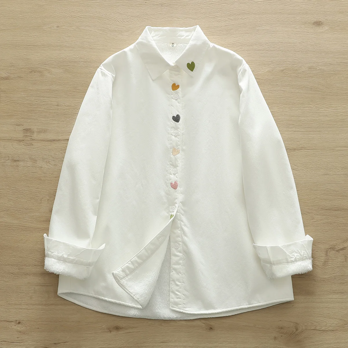 New Autumn Cotton Shirt Thickened Loose Lapels Long Sleeves Embroidered Comfortable Casual Literary Commute Blouse T3N715QD