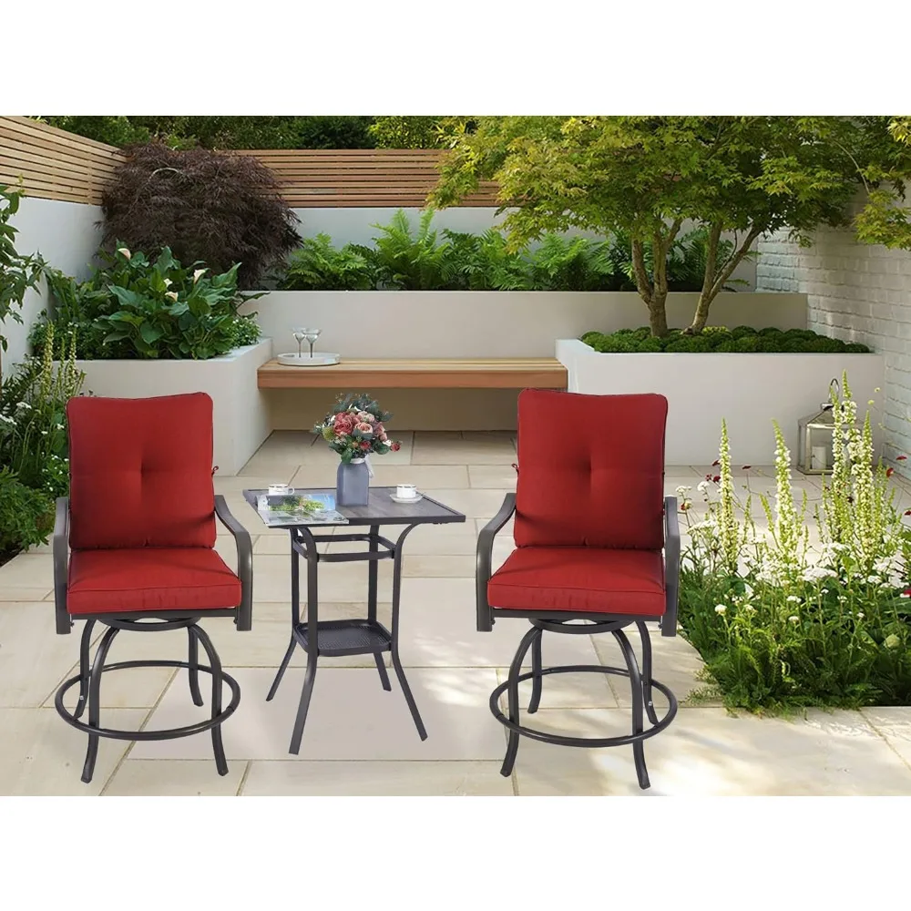 Isabella Outdoor Patio High Swivel Bar Stools/Chairs,Counter Height Tall Patio Swivel Chairs