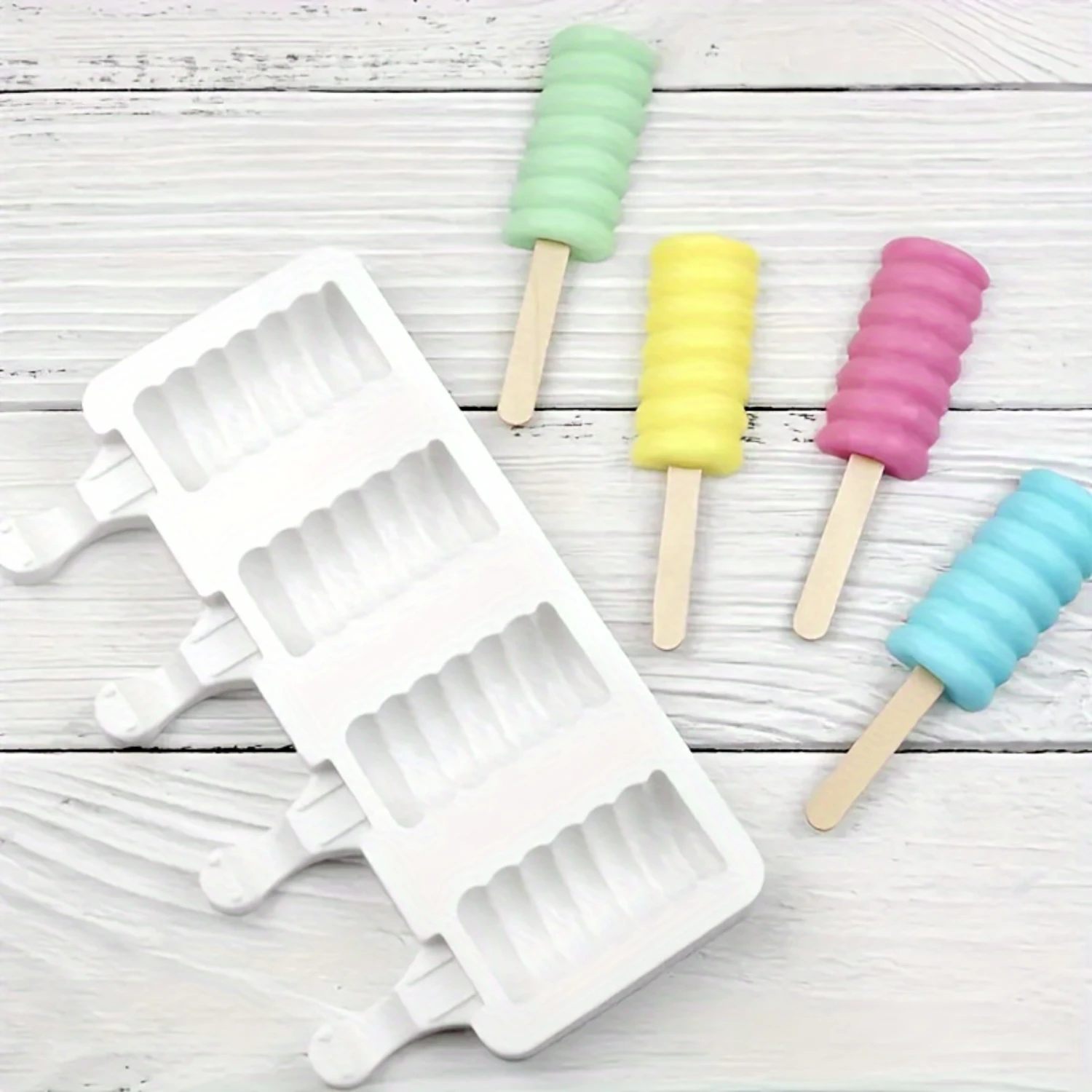 2-Piece Silicone Popsicle Molds - Bpa-Free, 4-Cavity Ice & Sorbet Maker For Use