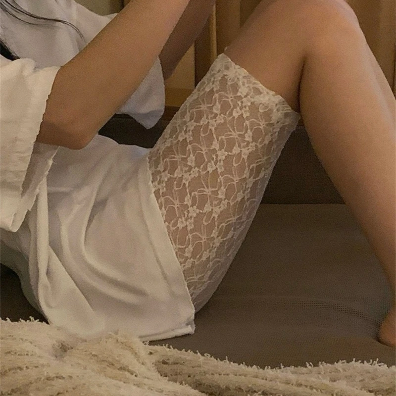 Pantaloncini da motociclista a rete trasparente a da donna Leggings corti in pizzo trasparente con fiori H7EF