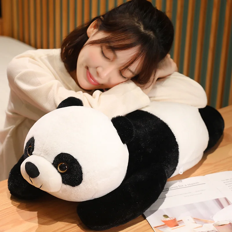 

50/70/90cm Cute Lying Panda Plush Pillow Toy Kawaii Stuffed Animals Pandas Plushies Cushion Anime Soft Kids Toys Gift Room Decor