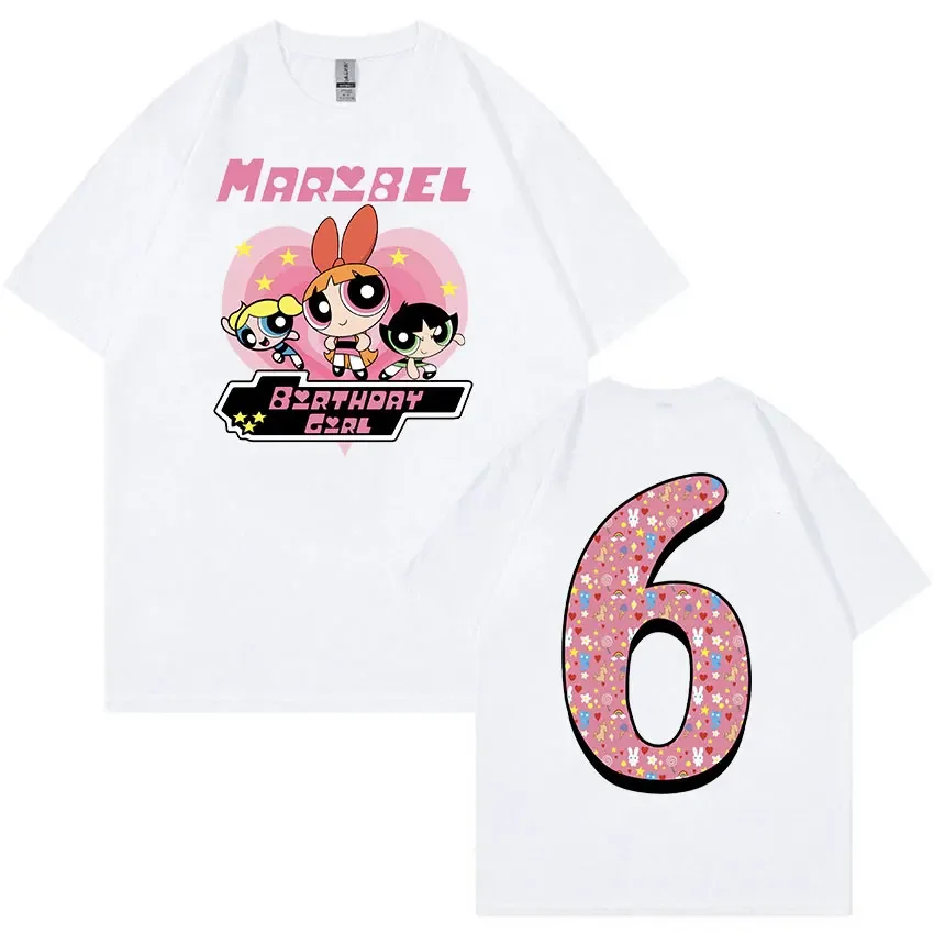 Kawaii Powerpuff Girls Birthday Girl T-Shirt Men Women Casual High Quality Fashion T Shirt Summer Tops Cotton Oversized T-shirts