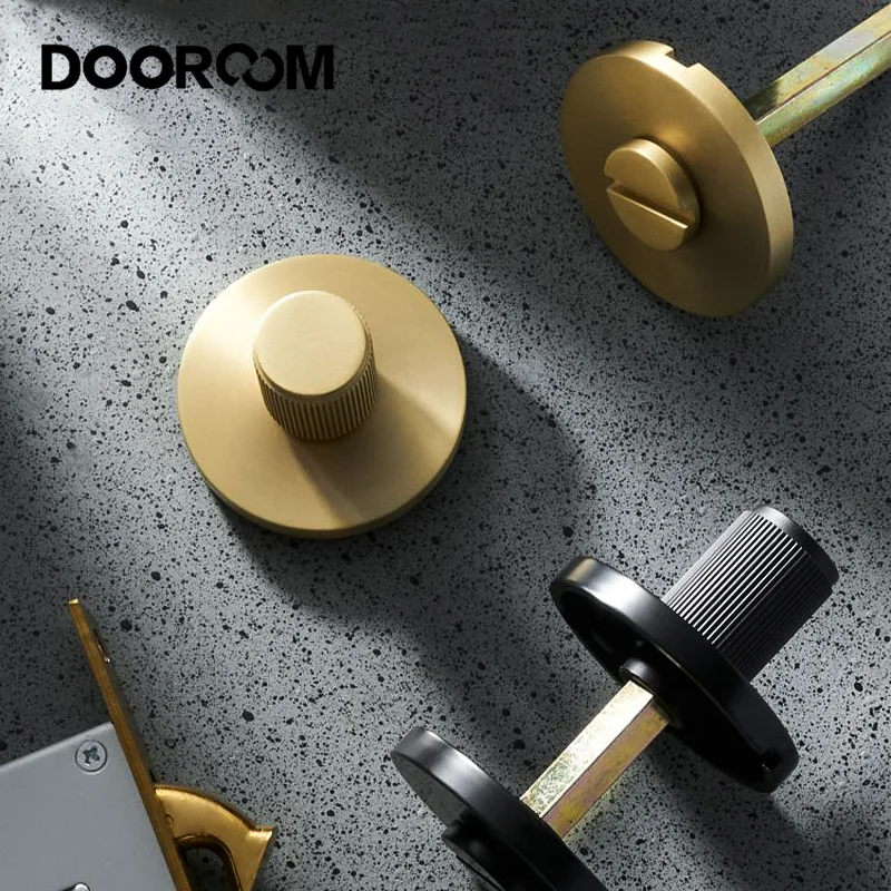 DOOROOM Solid Brass Copper knob BK One Word Emergency Sliding Door Lock Copper Wire Black Bathroom Sliding Door Lock copper