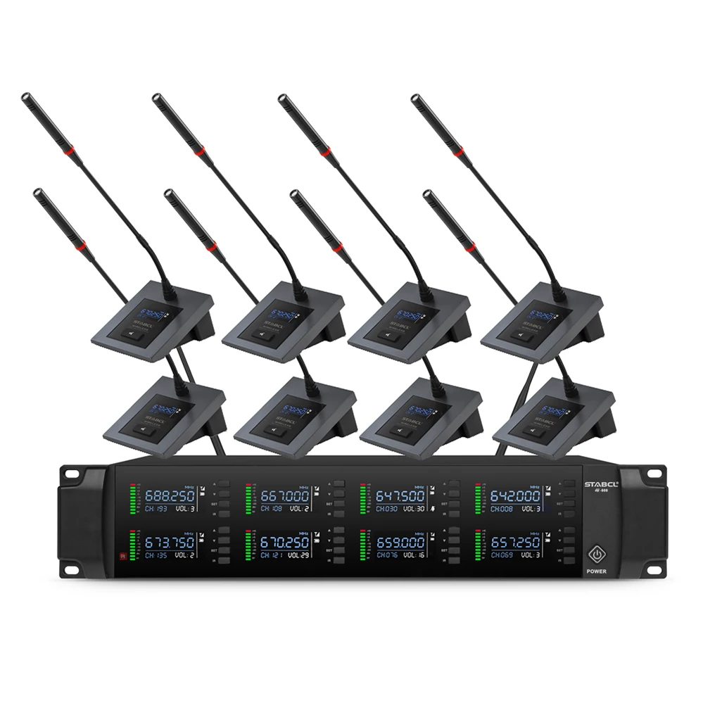 Professional 8 Channel Wireless Microphone System UHF Conference table Mic For Karaoke Speech Singing