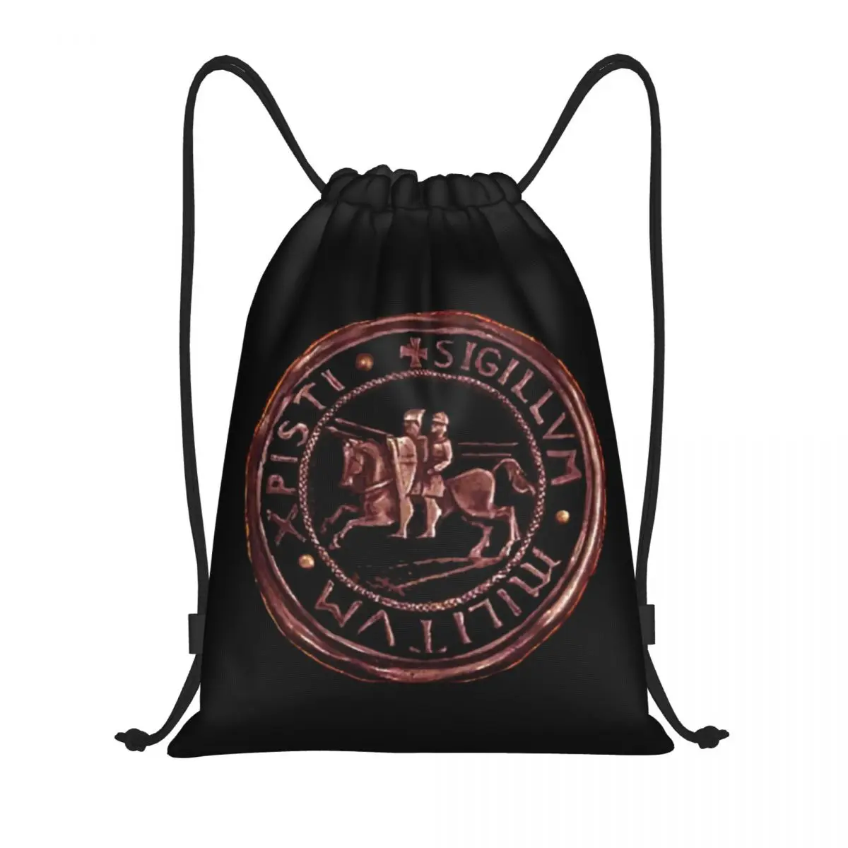 

Knights Templar Seal Cross Deus Vult Drawstring Backpack Women Men Gym Sport Sackpack Portable Crusader Shopping Bag Sack