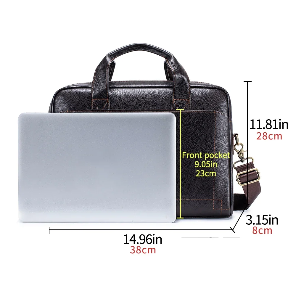 Men's Leather Handbag, Top Layer Cowhide Briefcase, Leather Laptop Bag, Diagonal Cross Office Bag 핸드백