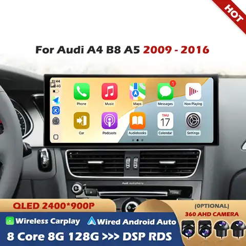 아우디 A4 B8 A5 2009-2016 안드로이드 15 무선 카플레이 카 라디오 멀티미디어 플레이어 GPS 네비게이션 초슬림 스크린 DSP 스테레오 WiFi