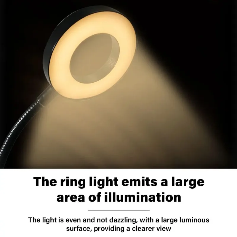 2026 Portable LED Desk Lamp 3 Color Modes student eye protection lamp USB Reading tattooed eyebrow nail ring light