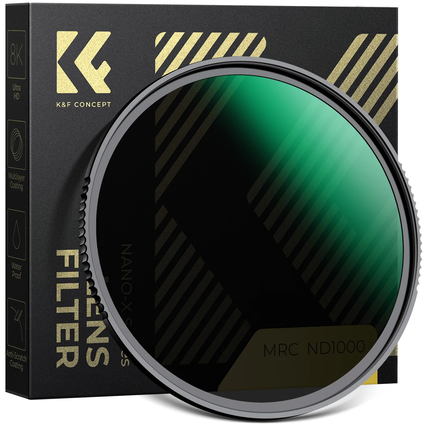 Filtr K&F Concept Nona-X ND1000 37/40.5/49/52/58/62/67/72/77/82/95/105/112mm Wielowarstwowy Filtr Neutralny Szary z Szkła HD — zdjęcie produktu 7