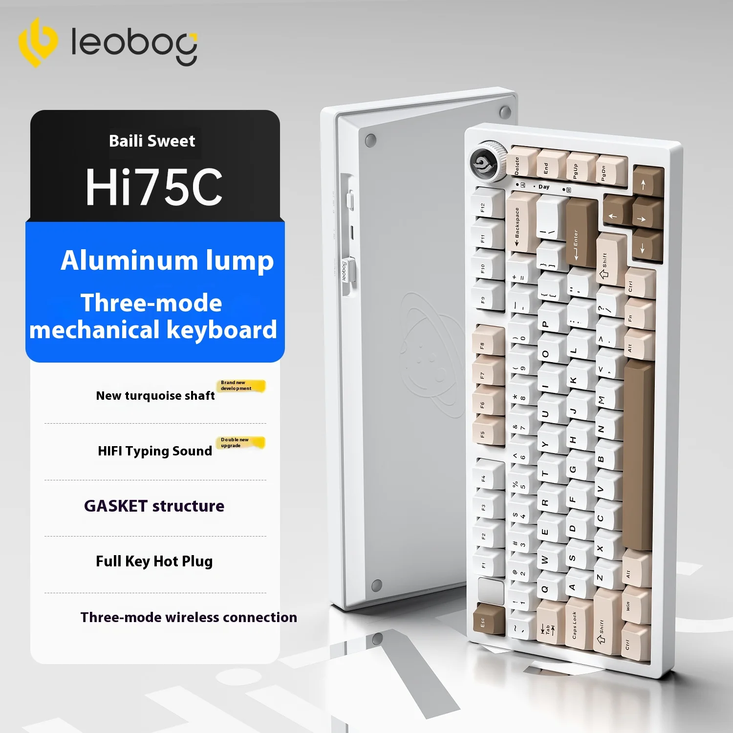 NEW Hi75CPro Mechanical Keyboard 3Mode/Wired kit Hot Swap With Knob RGB Aluminium Alloy Gasket Hi75C Keyboard Custom Kit