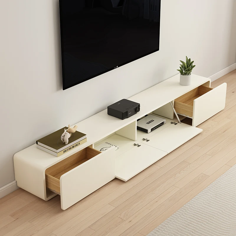 

Вертикальный дизайн из массива дерева, ТВ-шкаф для гостиной, развлекательный центр, журнальный столик, кремовый стиль, минималистичный напольный домашний мебель