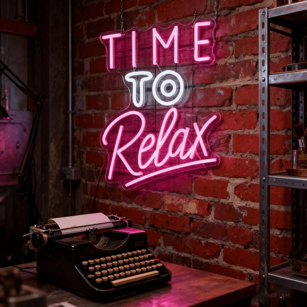 Time To Relax Neon Sign LED Marquee Light for Home Bar Cafe Decoration Stress Relief Gift USB Reusable Hanging Wall Art