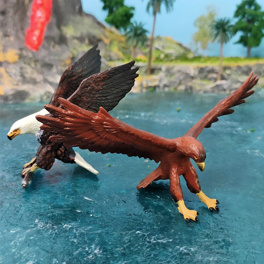Realistic Wildlife Animal Birds of Prey Vulture Golden Eagle Bald Eagle Secretary Bird Models Figures Educational Collection Toy